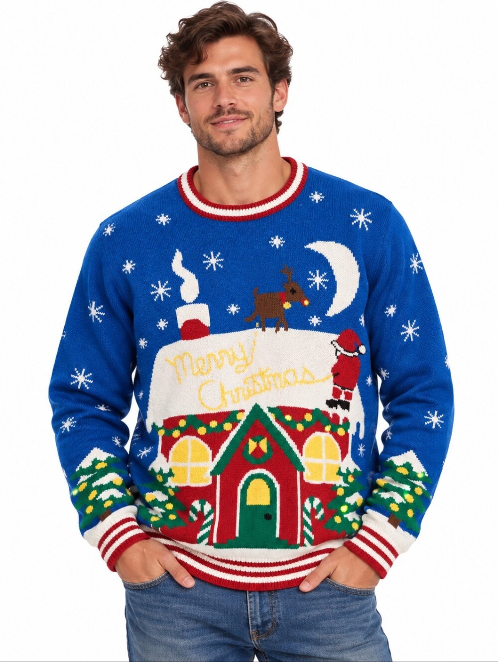 Happy Holidays Urban Heritage Light-Up Christmas Sweater XL